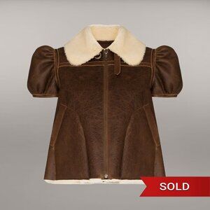 JEAN PAUL GAULTIER X LOTTA VOLKOVA Babydoll leather Sherpa Jacket SATC 38